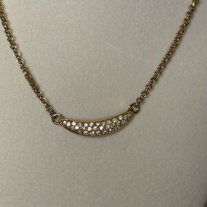 Christian Dior Vintage Gold Crystal Bar Necklace | Authenticated